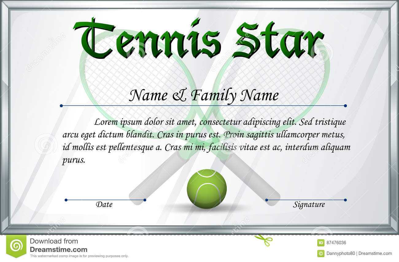 Certificate Template For Tennis Star Stock Vector – Illustration  With Regard To Tennis Gift Certificate Template