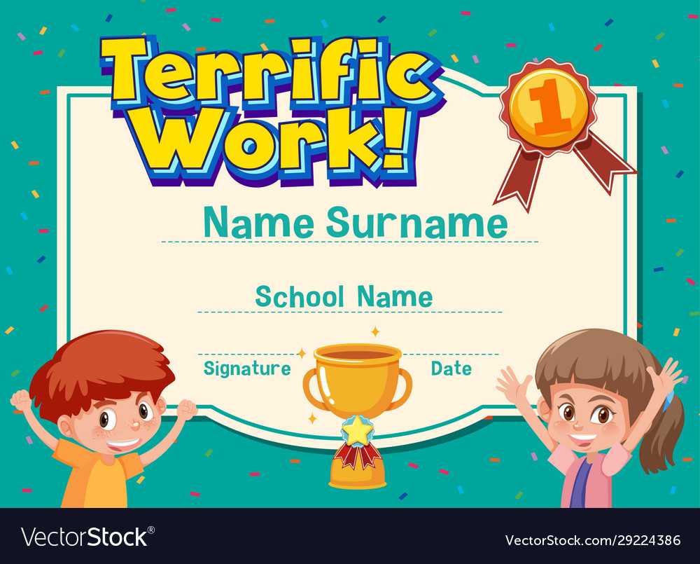 Certificate Template For Terrific Work Award Vector Image Inside Good Job Certificate Template