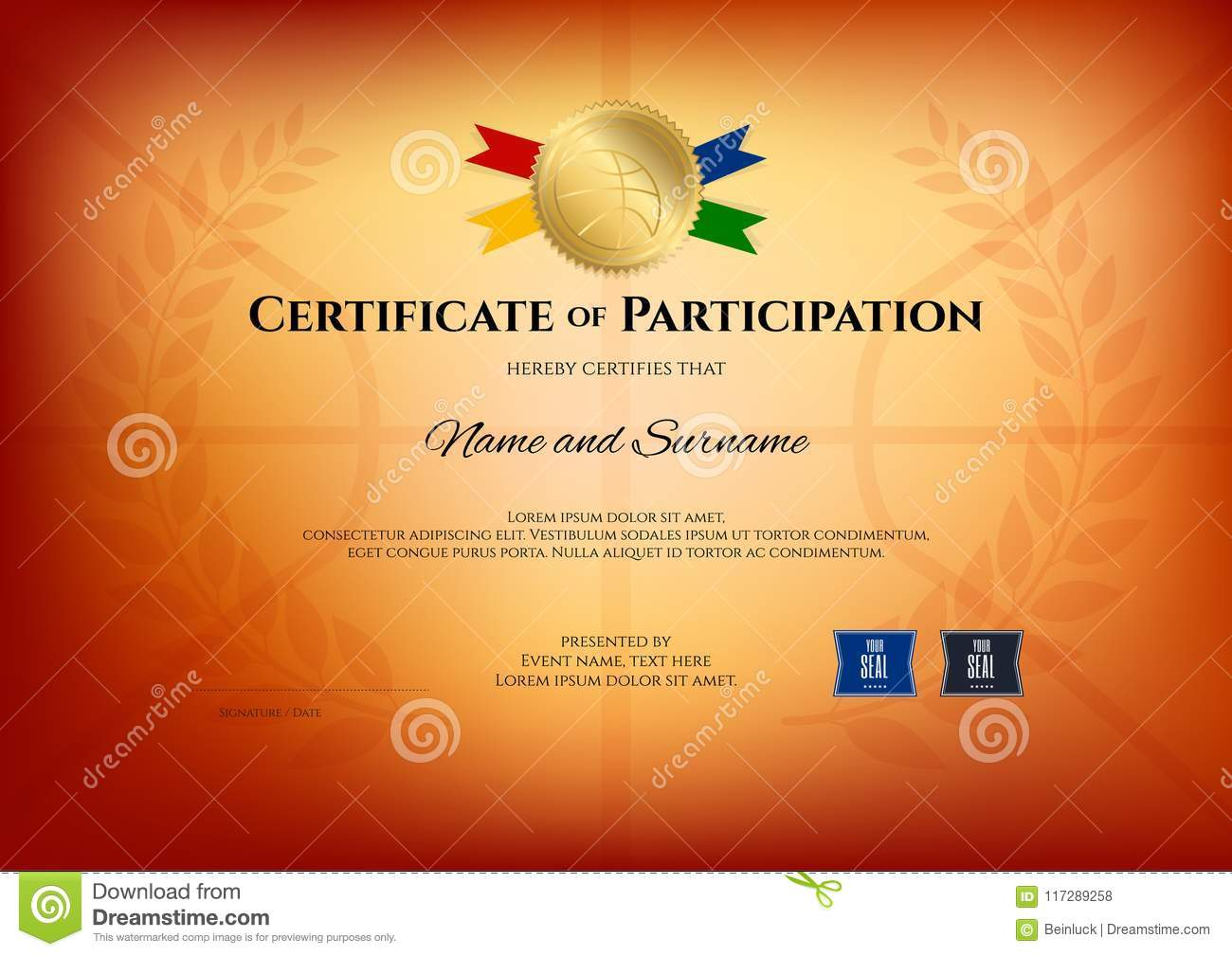 Certificate Template in Basketball Sport Theme with Basketball T  Within Basketball Camp Certificate Template
