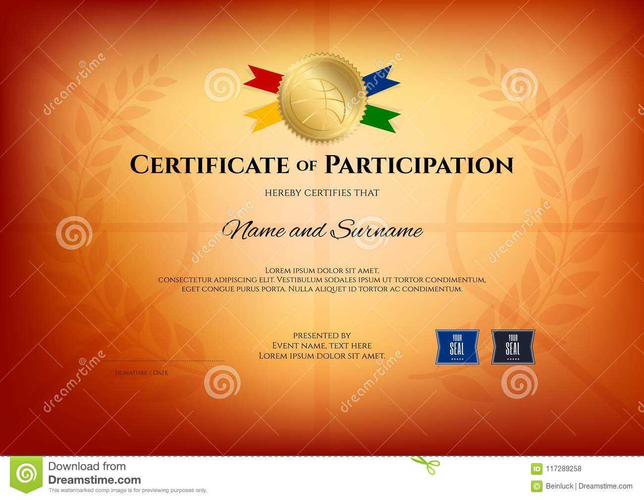 Certificate Template In Basketball Sport Theme With Basketball T  Within Basketball Camp Certificate Template