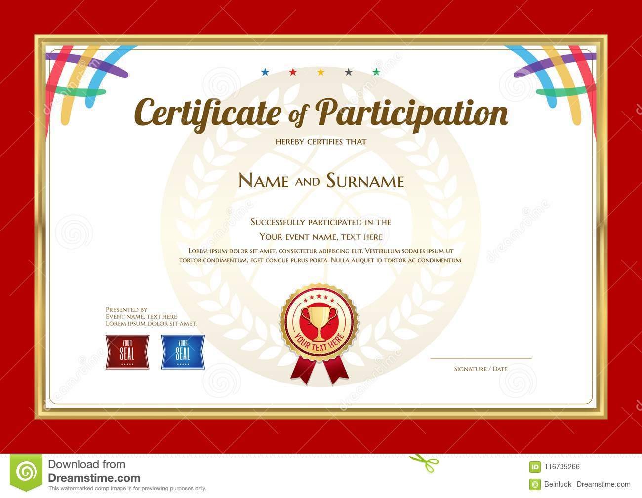 Certificate Template in Basketball Sport Theme with Sport Color  With Regard To Basketball Camp Certificate Template