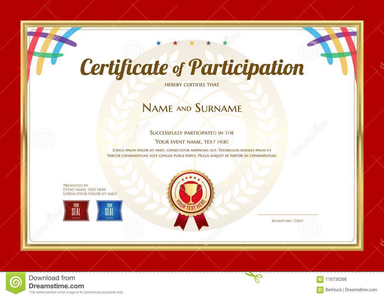 Certificate Template In Basketball Sport Theme With Sport Color  With Regard To Basketball Camp Certificate Template