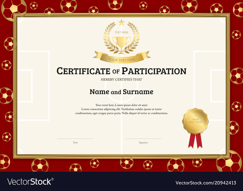 Certificate template in football sport theme Vector Image Within Football Certificate Template
