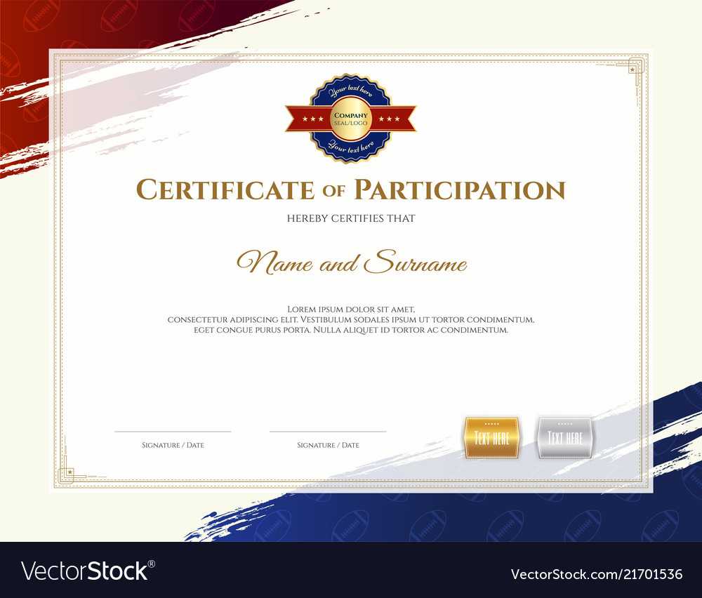 Certificate template in rugby sport theme Vector Image Inside Rugby League Certificate Templates