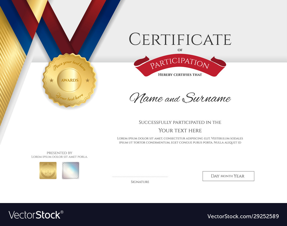 Certificate template in sport theme with border Vector Image With Athletic Certificate Template