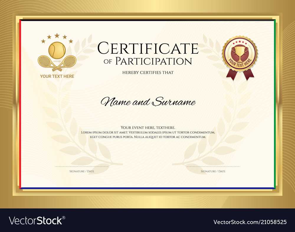 Certificate Template In Tennis Sport Theme Vector Image In Tennis Gift Certificate Template