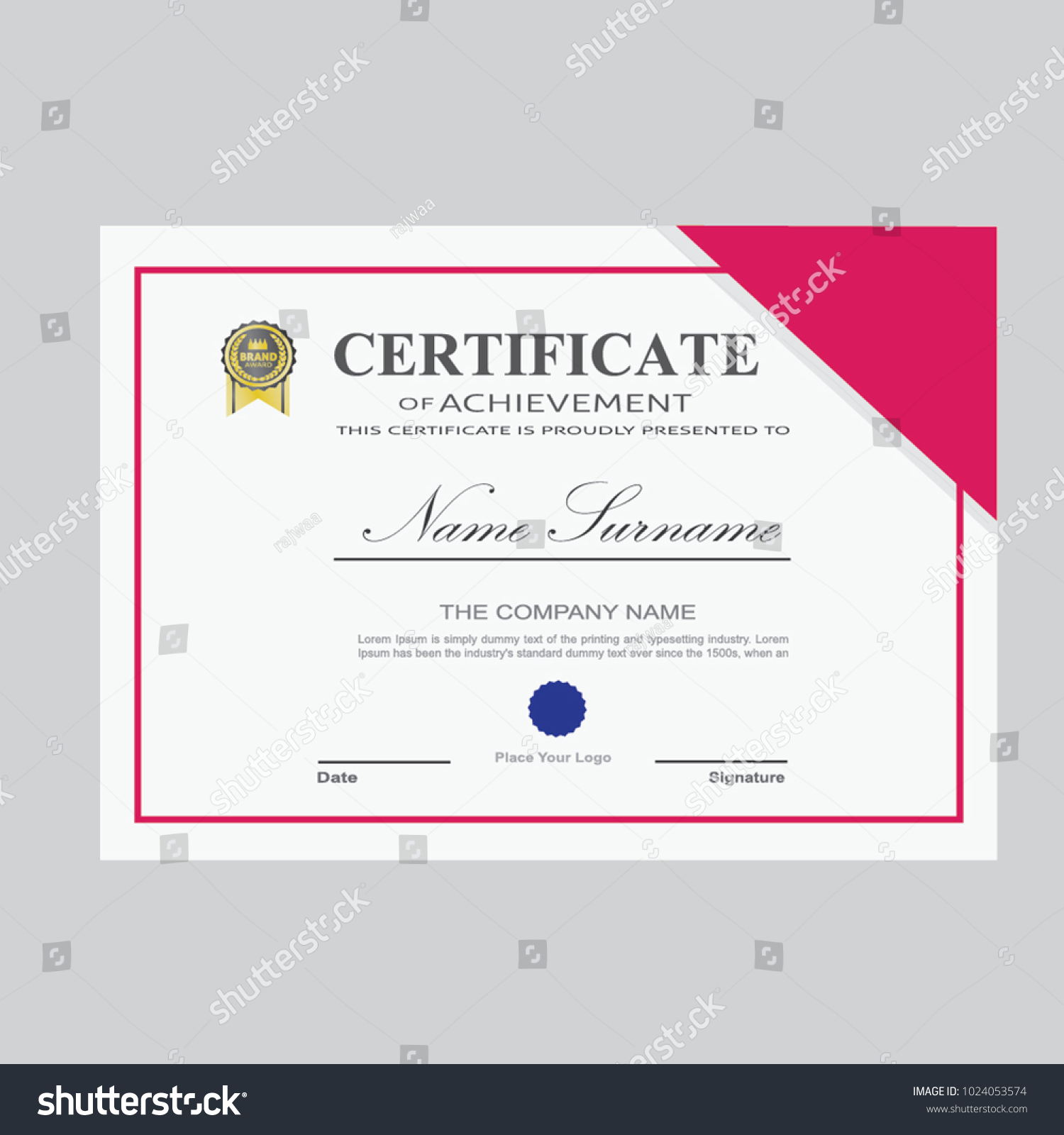 Certificate Template Modern A10 Horizontal Landscape Stock Vector  Within Landscape Certificate Templates