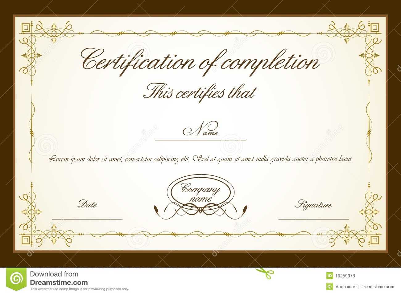 Certificate Template Stock Illustrations – 10,10 Certificate  Pertaining To Certificate Templates For Word Free Downloads