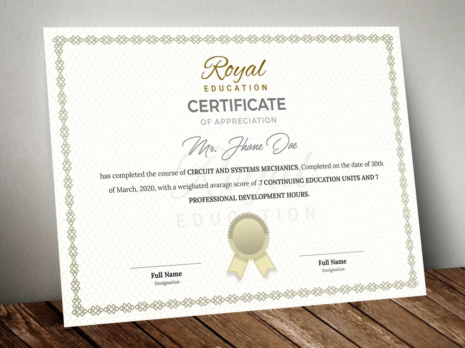 Certificate Template - Traditional by Smashing Studio on Dribbble Within Continuing Education Certificate Template