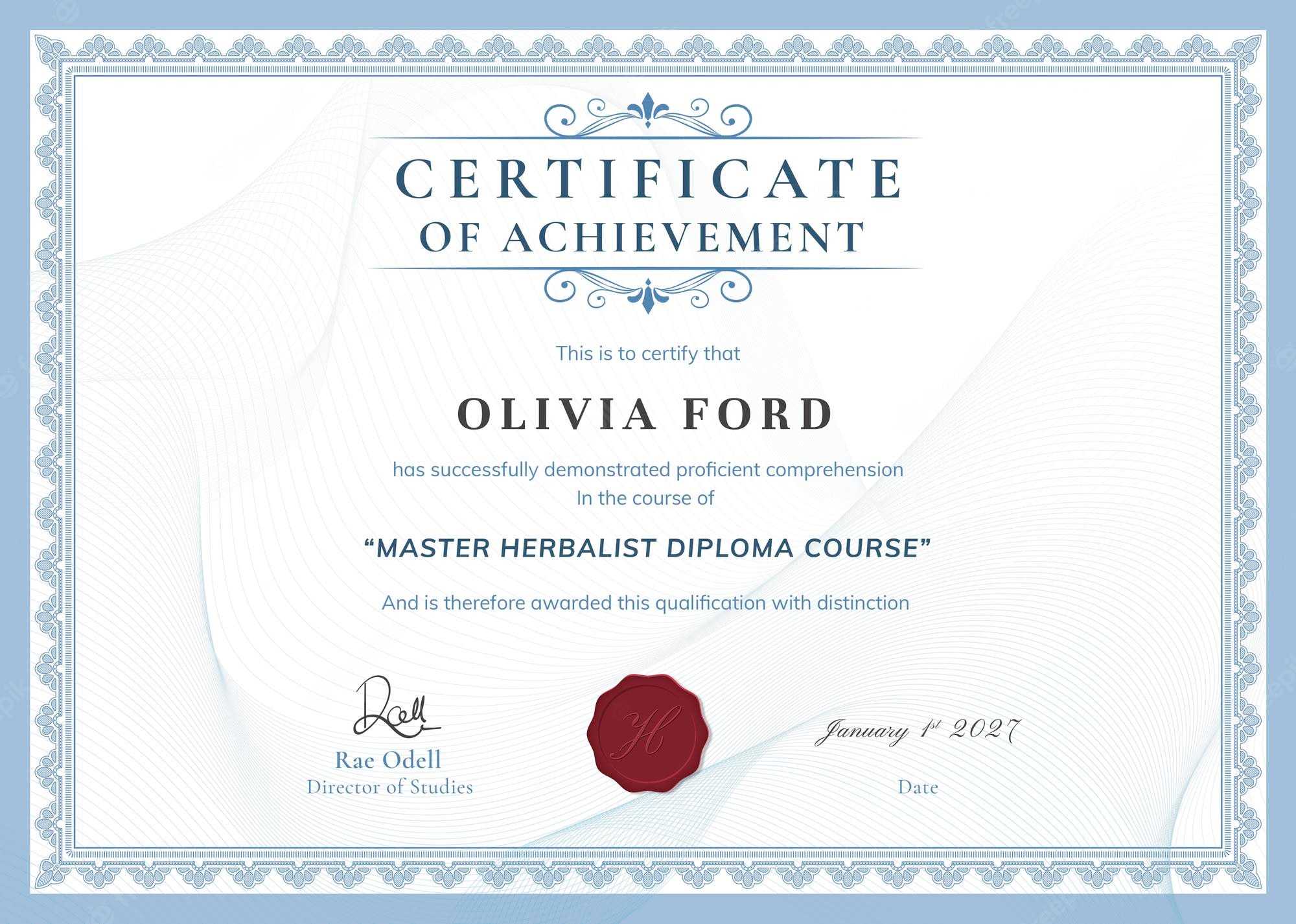 Certificate Template Vectors & Illustrations For Free Download  With Regard To Masters Degree Certificate Template