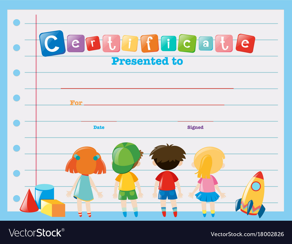 Certificate template with children Royalty Free Vector Image Inside Children