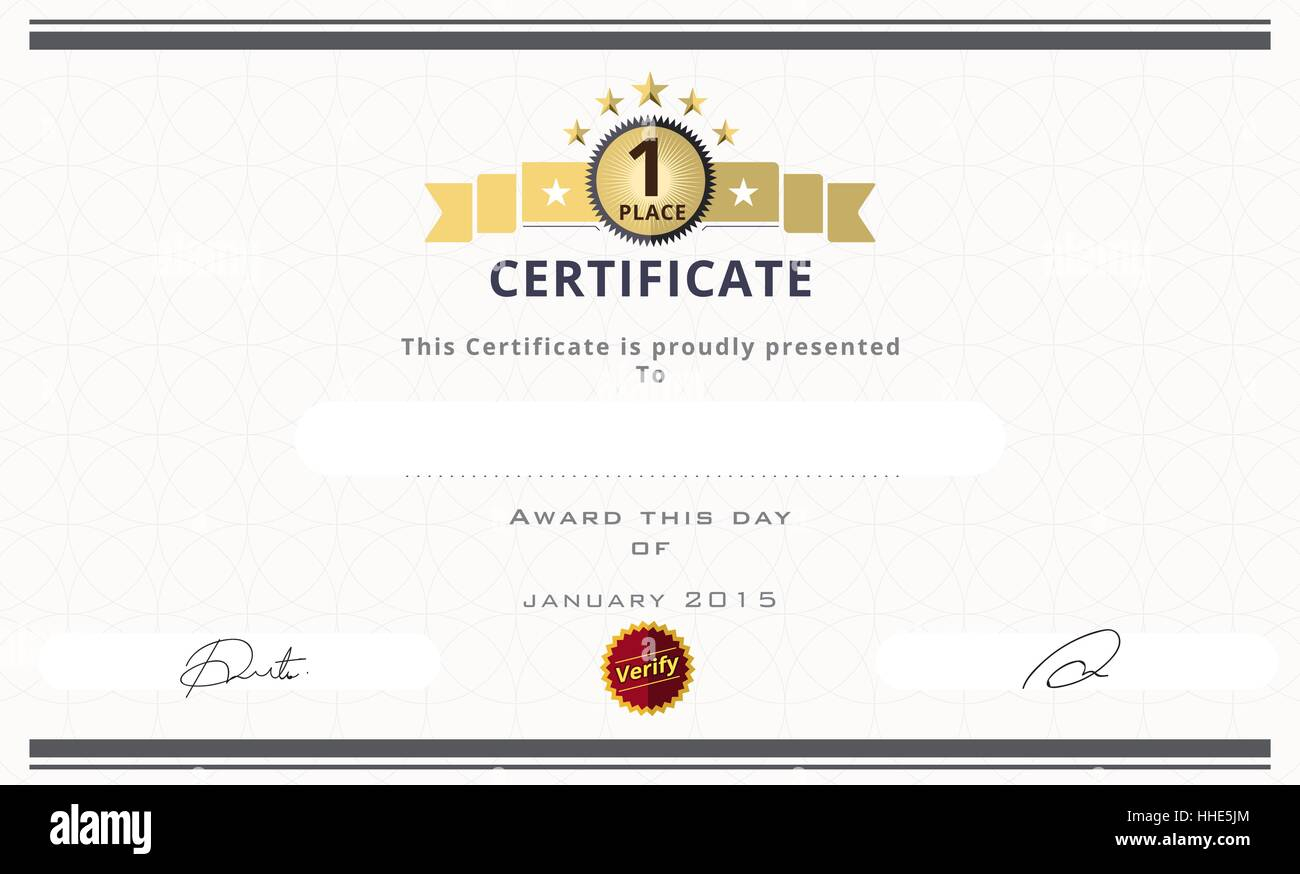 Certificate template with first place concept