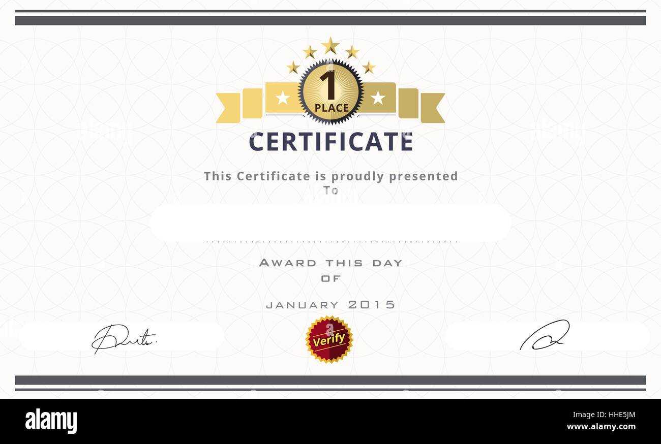 Certificate Template With First Place Concept