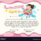 Certificate Template With Girl Swimming Royalty Free Vector In Free Swimming Certificate Templates