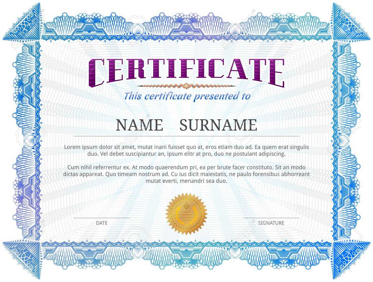 Certificate Template With Guilloche Elements