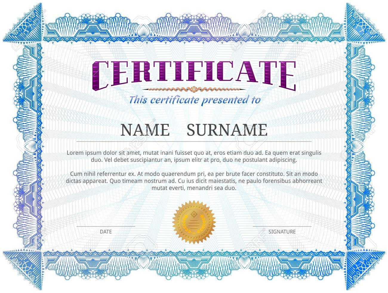 Certificate Template With Guilloche Elements