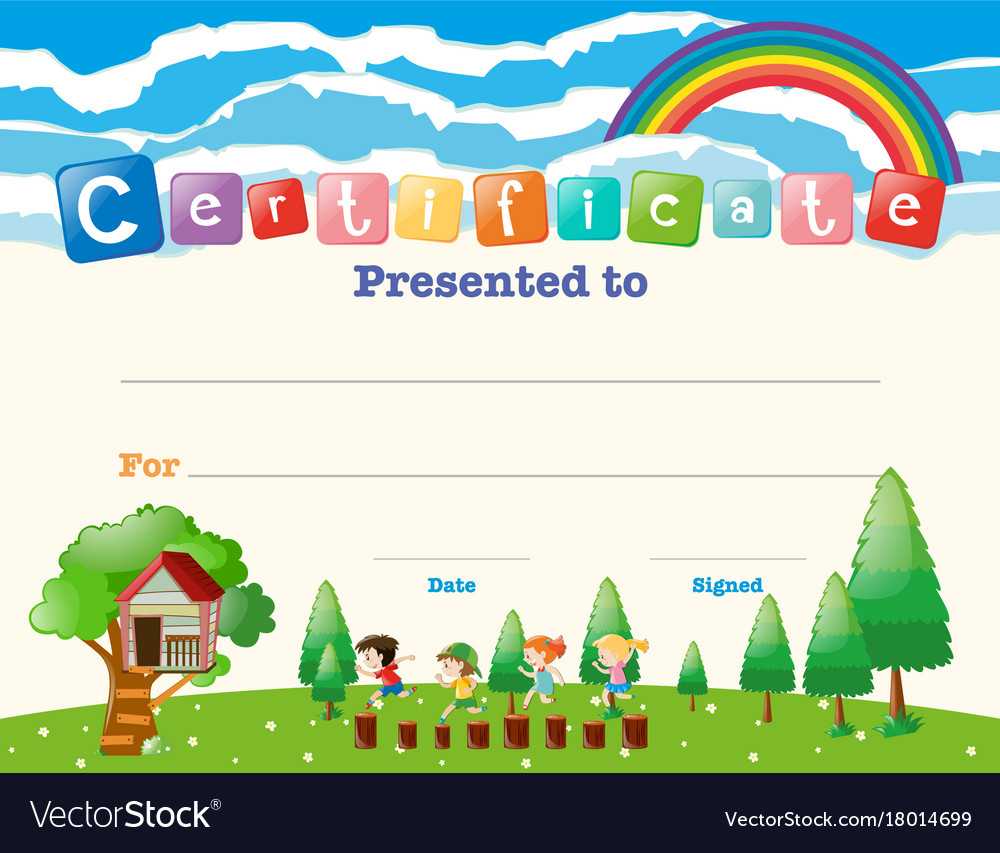 Certificate template with kids in field Royalty Free Vector Intended For Free Kids Certificate Templates Certificate template with kids in field Royalty Free Vector Intended For Free Kids Certificate Templates