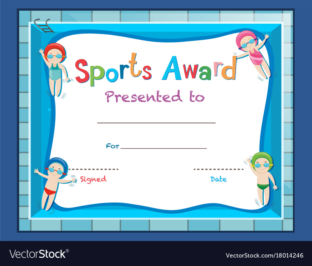 Certificate Template With Kids Swimming Royalty Free Vector Regarding Swimming Award Certificate Template