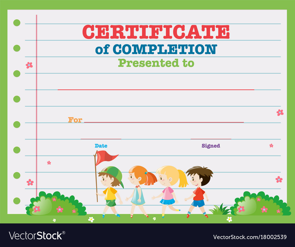 Certificate template with kids walking in the park For Free Printable Certificate Templates For Kids