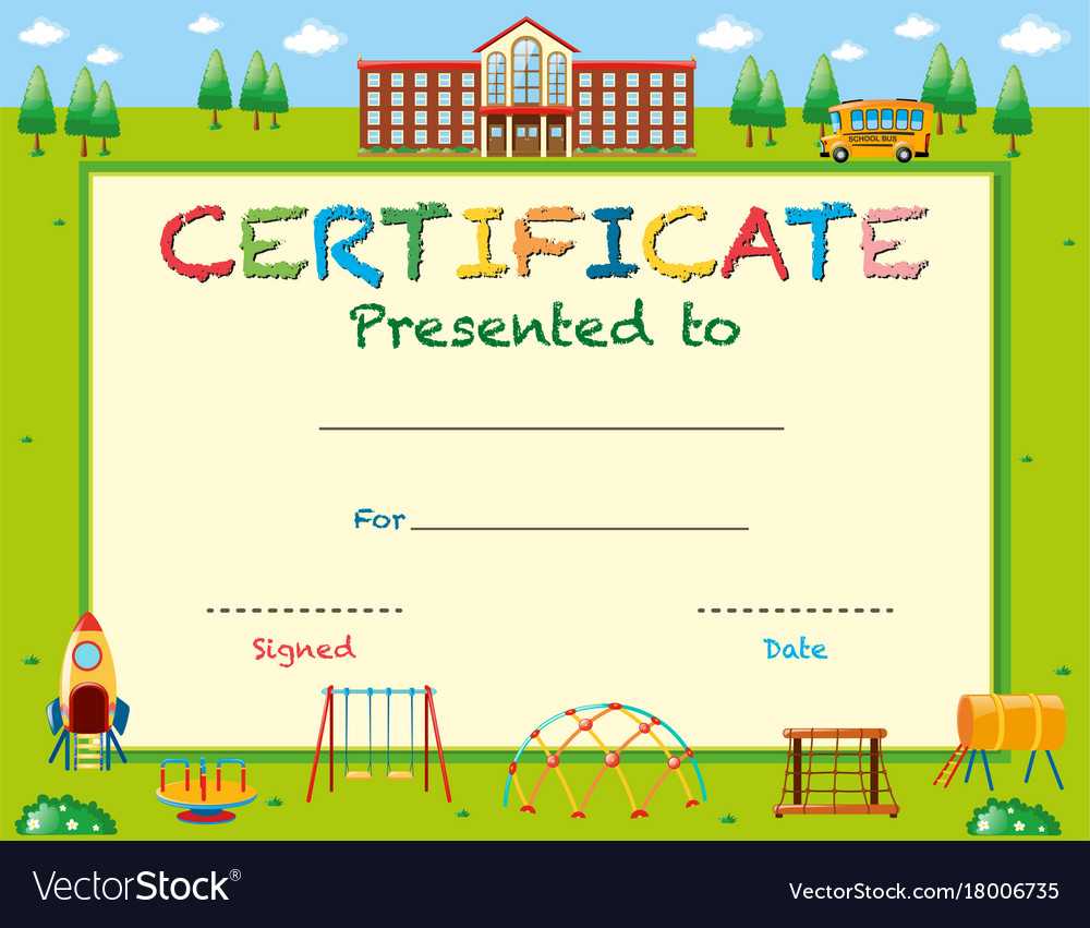 Certificate Template With School In Background Vector Image For School Certificate Templates Free