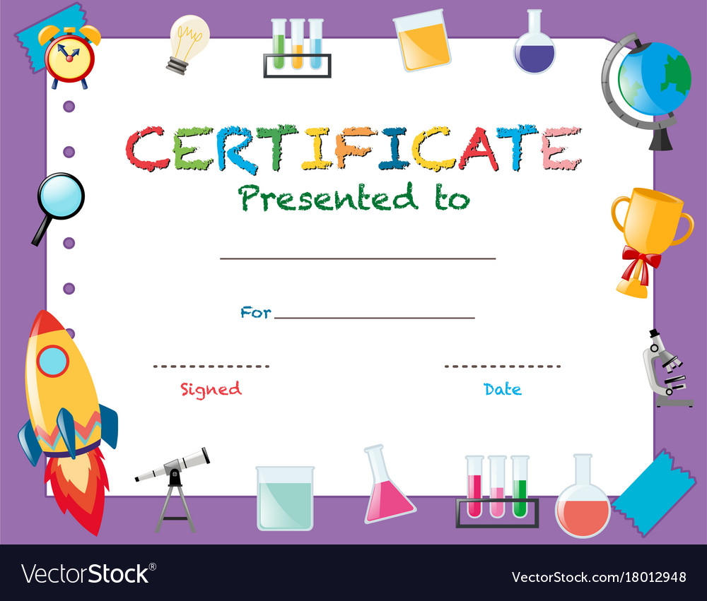 Certificate template with school objects Vector Image Within Certificate Templates For School