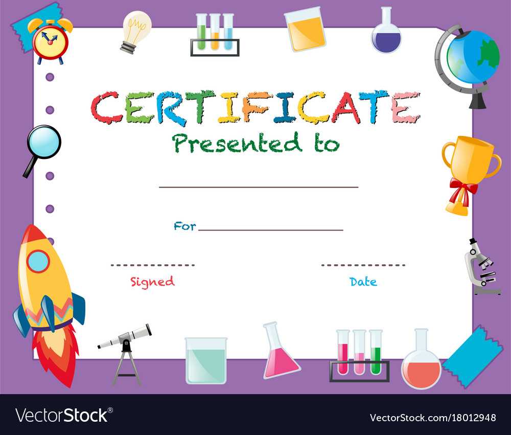 Certificate Template With School Objects Vector Image Within Certificate Templates For School