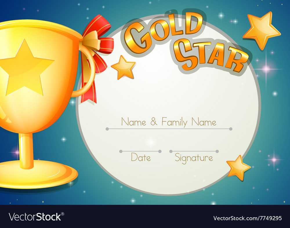 Certificate Template With Trophy And Stars Vector Image Regarding Star Award Certificate Template