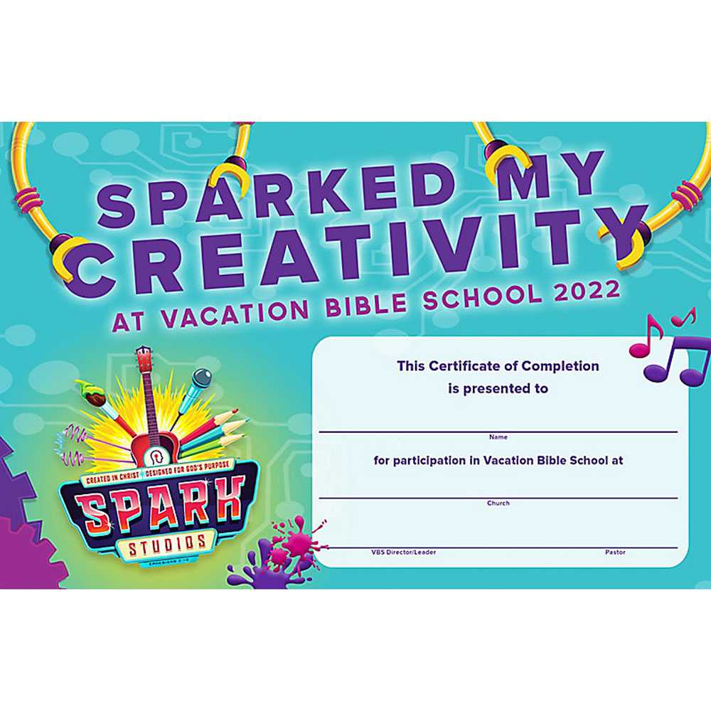 Certificates Of Completion 10 Certificates - Spark Studios VBS 10 by  Lifeway Regarding Vbs Certificate Template