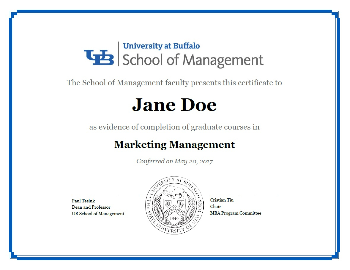 Certificates – School Of Management – University At Buffalo Within Life Saving Award Certificate Template