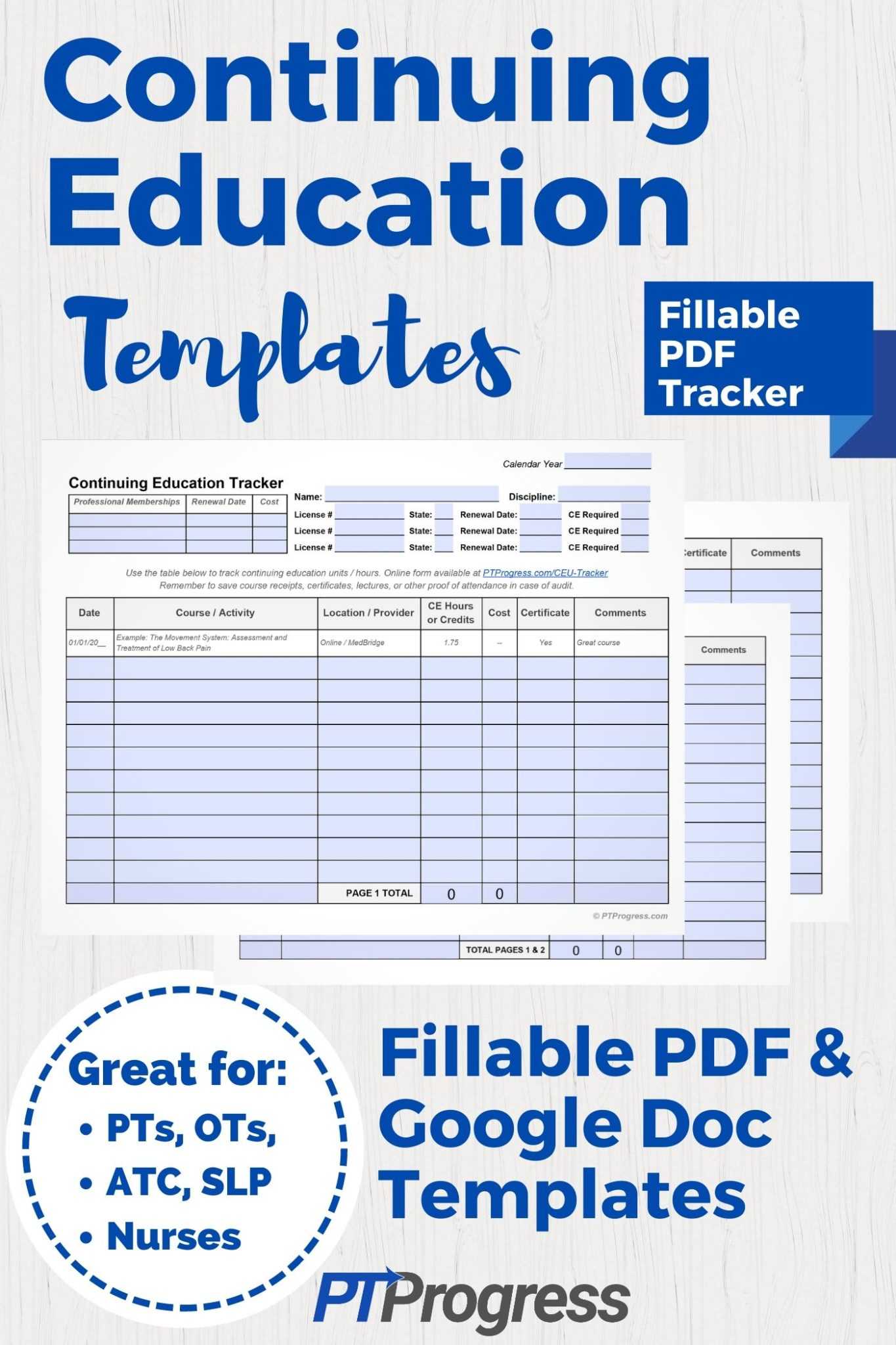 CEU Tracker: A Fillable Template to Track Continuing Education Within Ceu Certificate Template