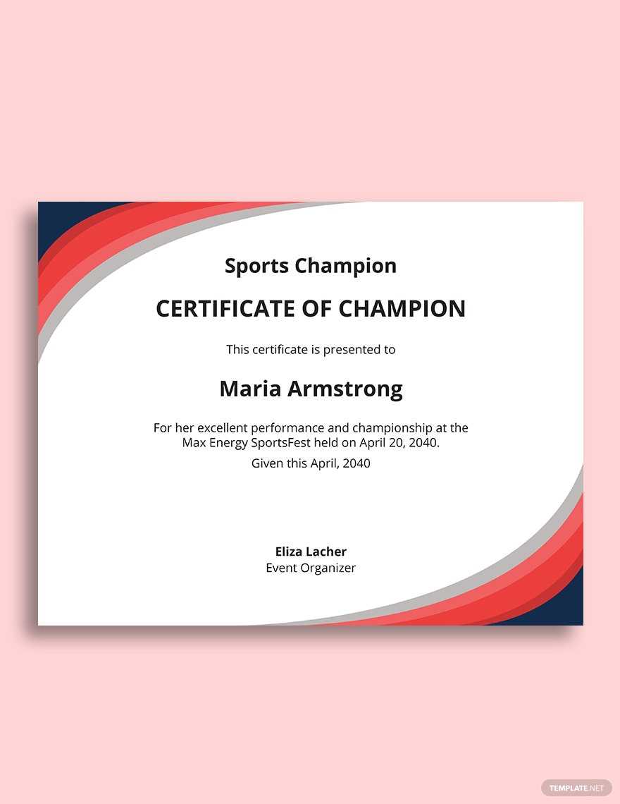 Champion Award Certificate Template - Word Template Champion Award Certificate Template - Word Template