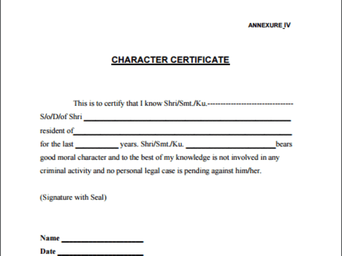Character Certificate Format For Employee, School, Etc Character Certificate Format For Employee, School, Etc