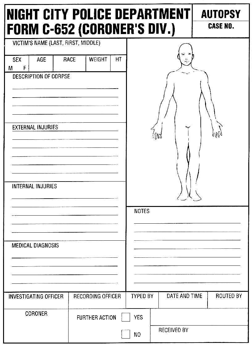 Character Sheets Throughout Blank Autopsy Report Template