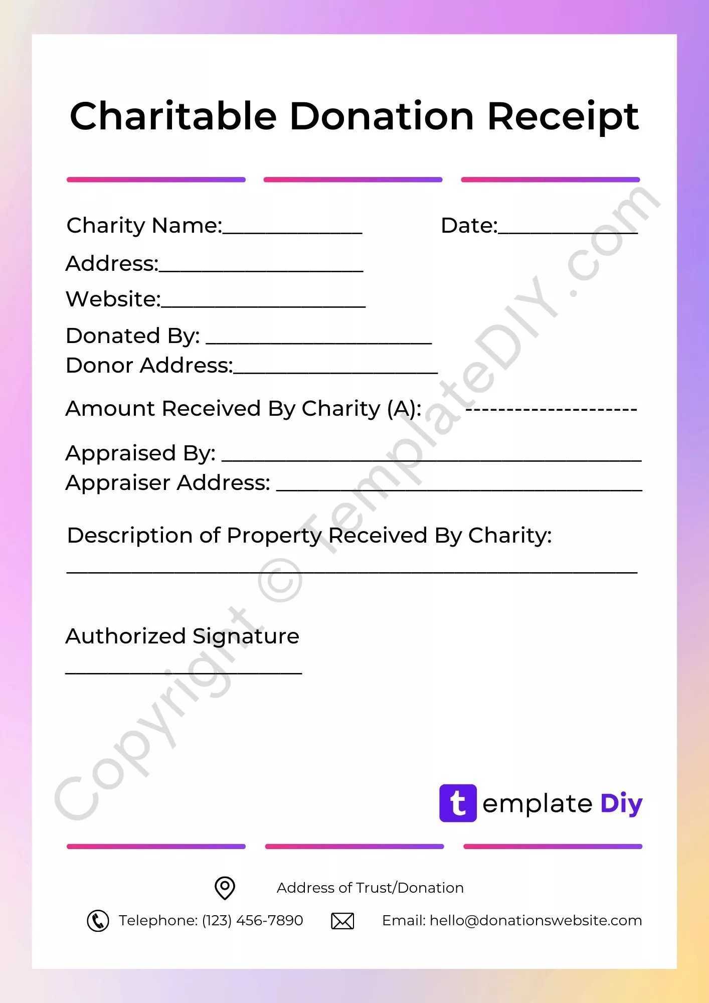 Charitable Donation Receipt Template Printable [Pdf & Word] With Regard To Donation Report Template