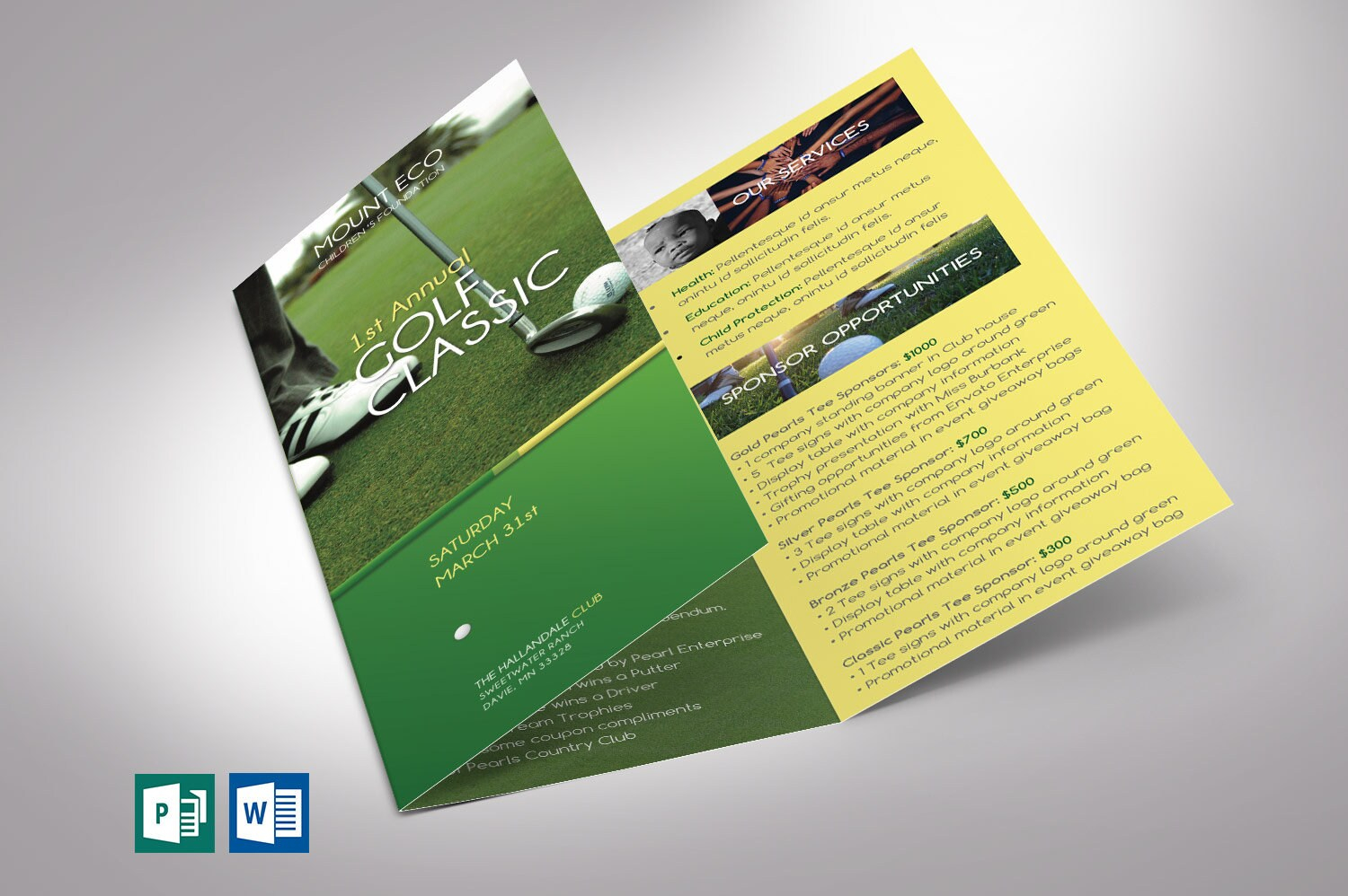 Charity Golf Tournament Trifold Brochure Word Publisher - Etsy Schweiz Within Tri Fold Brochure Publisher Template