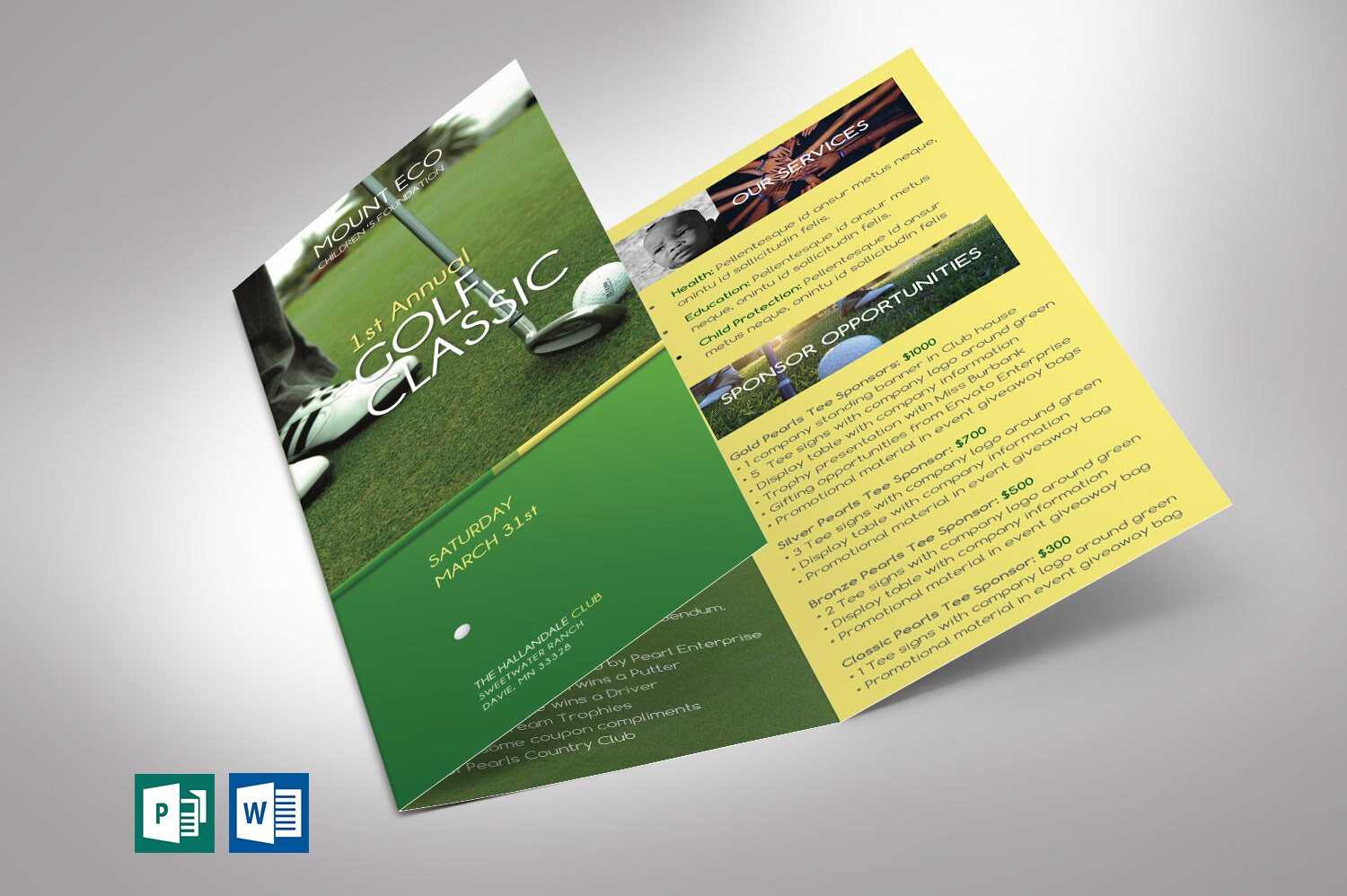 Charity Golf Tournament Trifold Brochure Word Publisher – Etsy Schweiz Within Tri Fold Brochure Publisher Template