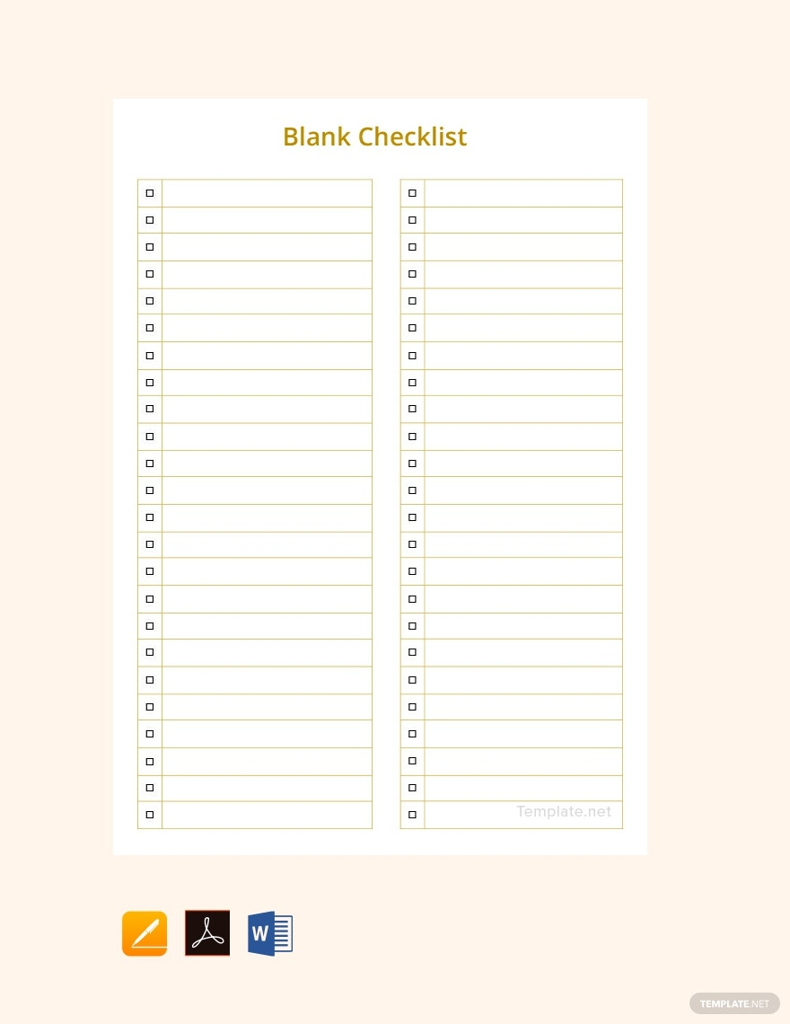 Checklist Templates Pdf - Format, Free, Download  Template