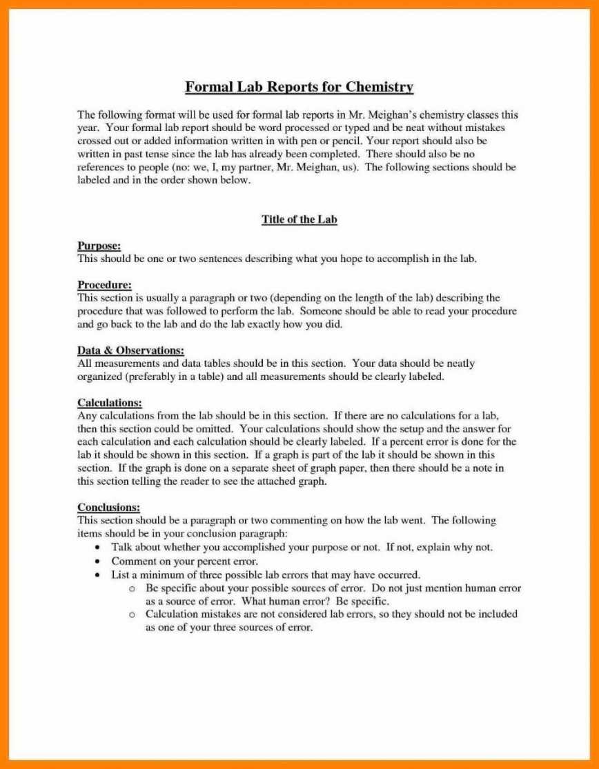 Chemistry Lab Report Example University For Lab Report Template Chemistry