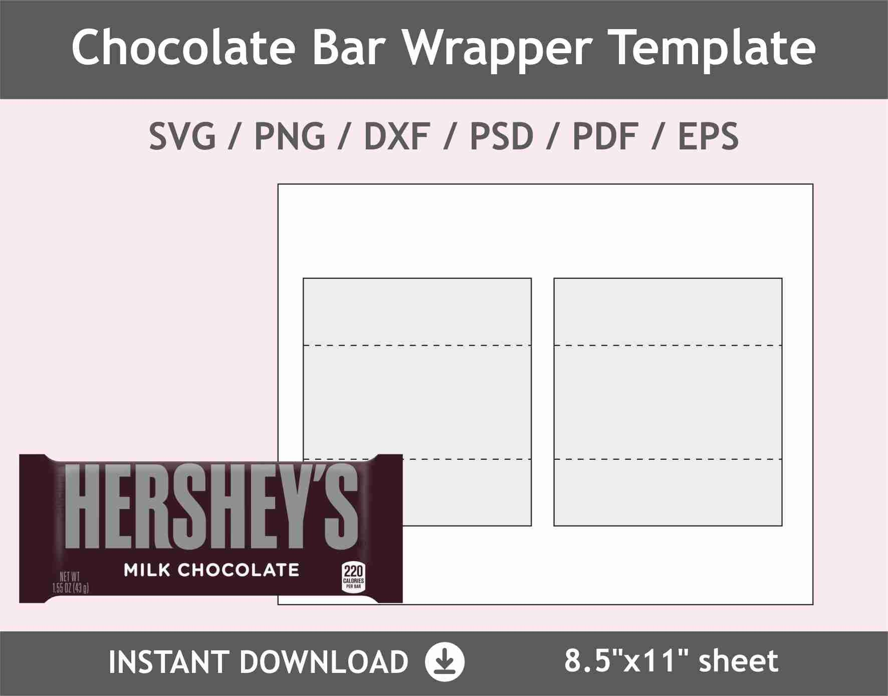 Chocolate Bar Wrapper Template Hershey Bar Wrapper Blank – Etsy  With Blank Candy Bar Wrapper Template