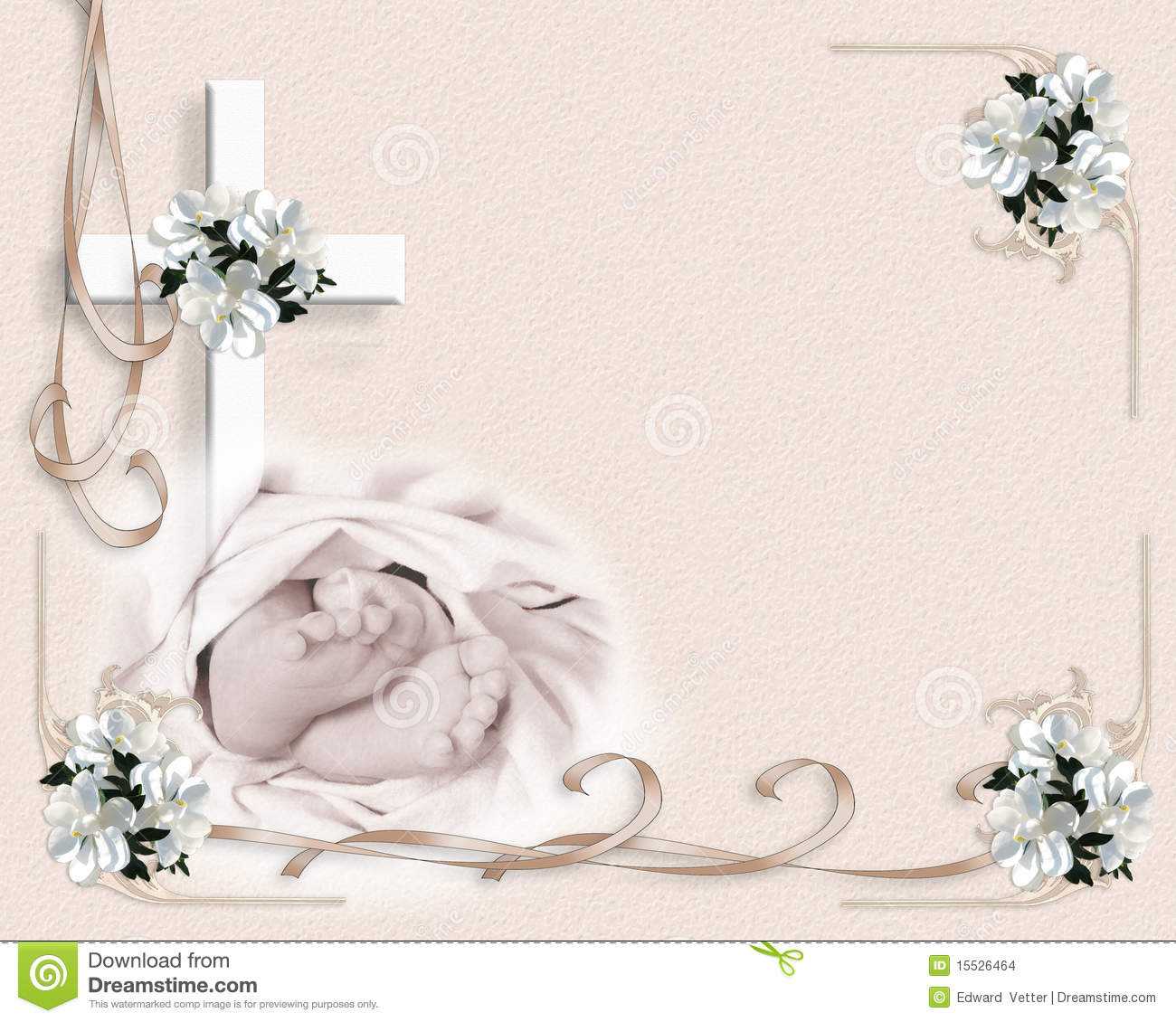 Christening Baptism Invitation Stock Illustration – Illustration  With Regard To Blank Christening Invitation Templates