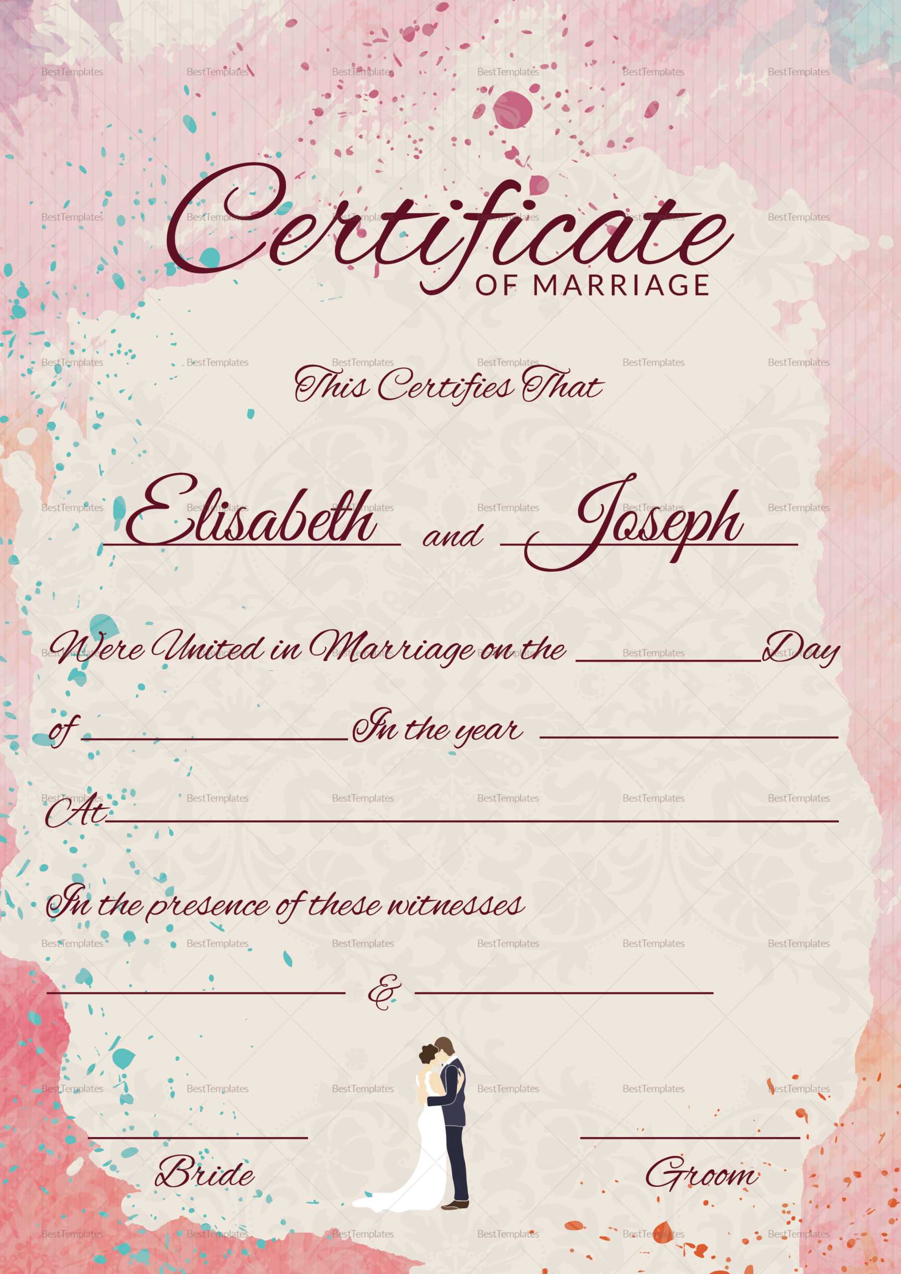 Christian Marriage Certificate Design Template in PSD, Word Within Christian Certificate Template