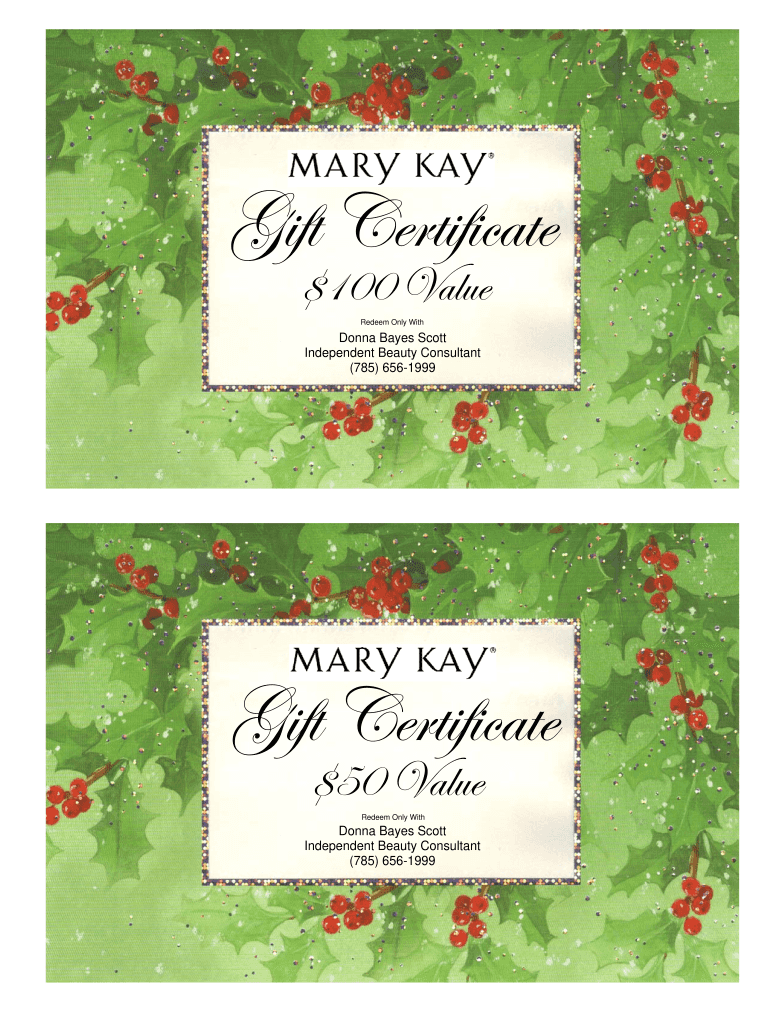 Christmas Gift Certificate--editable: Fill out & sign online  DocHub Throughout Mary Kay Gift Certificate Template