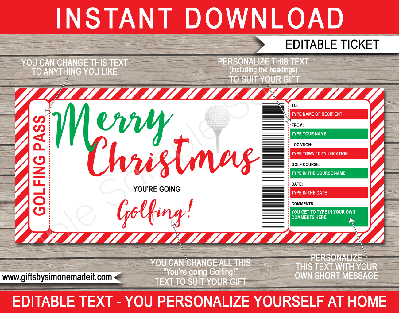 Christmas Golfing Gift Voucher Inside Homemade Christmas Gift Certificates Templates