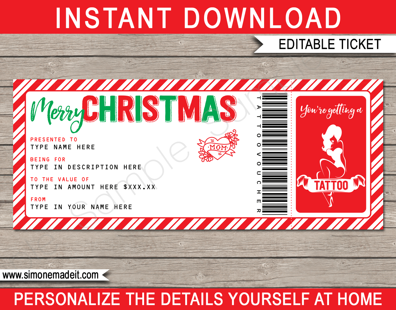 Christmas Tattoo Gift Vouchers Inside Homemade Christmas Gift Certificates Templates