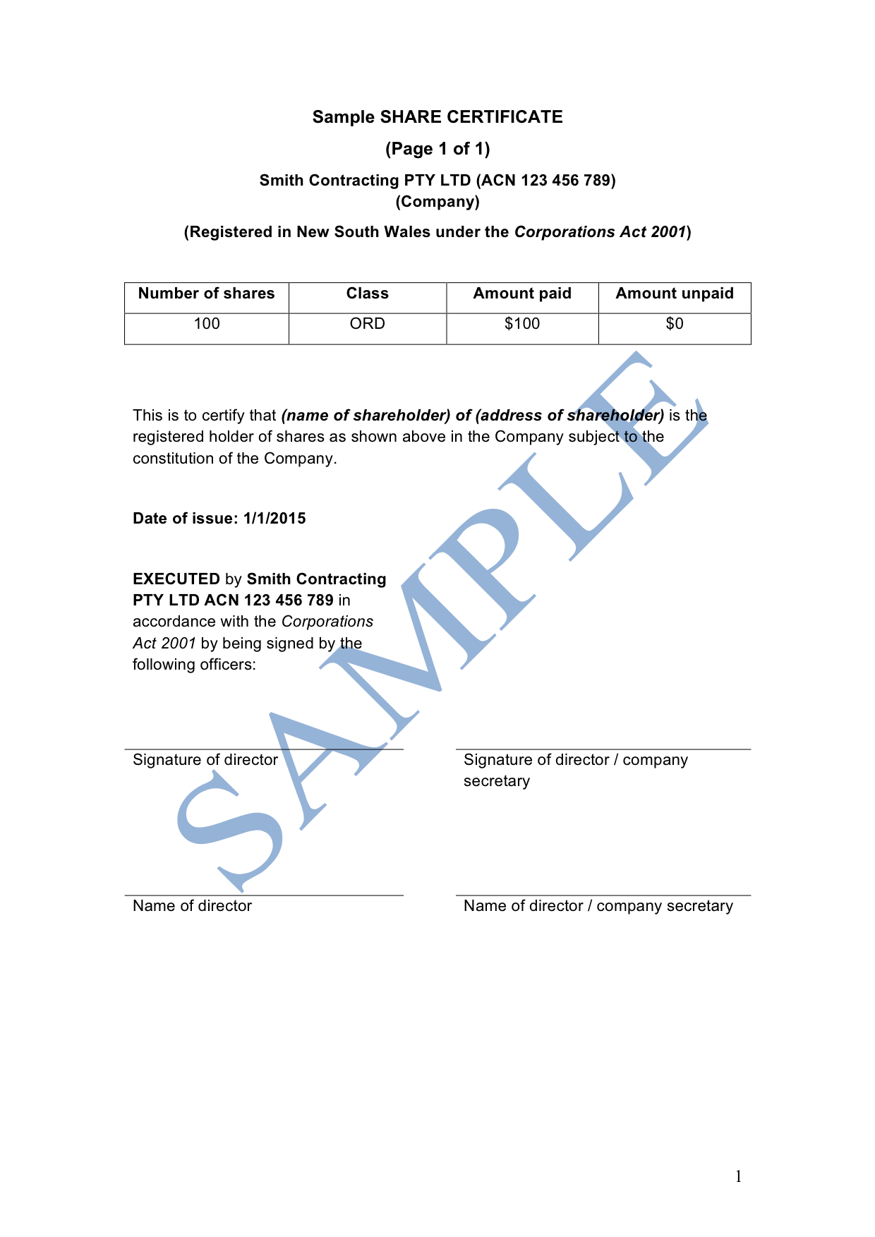 cipro certificate example Throughout Share Certificate Template Australia