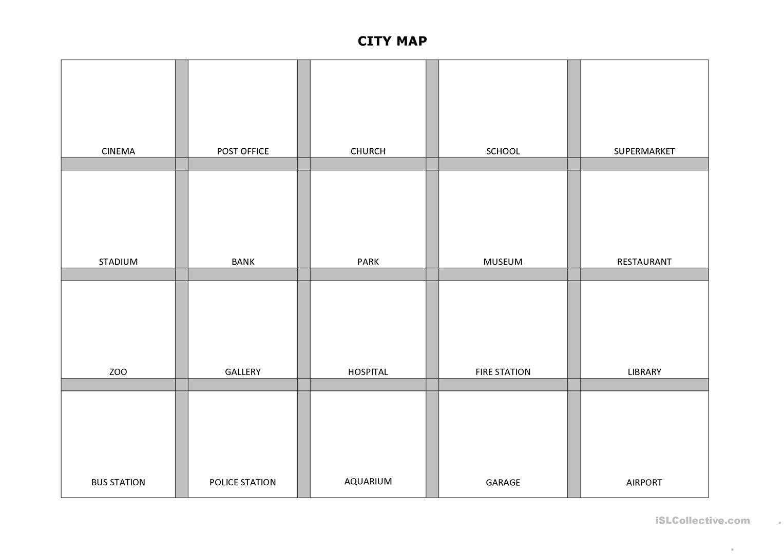 City Map With Stickers + Bonus – English ESL Worksheets For  With Blank City Map Template