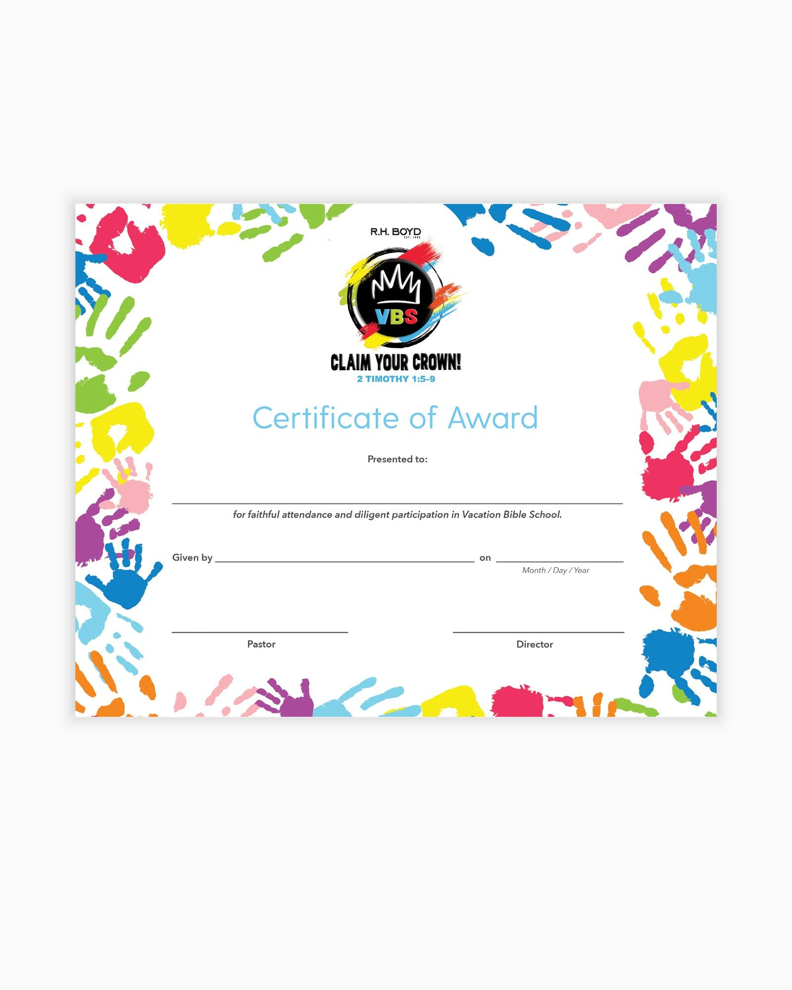 Claim Your Crown! VBS Certificate Of Award Within Vbs Certificate Template