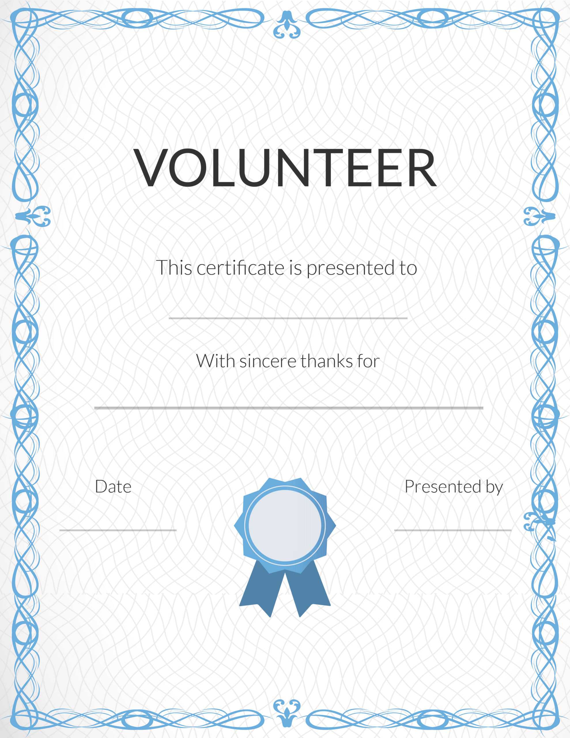 Classic Printable Volunteer Appreciation Certificates SignUp Classic Printable Volunteer Appreciation Certificates SignUp