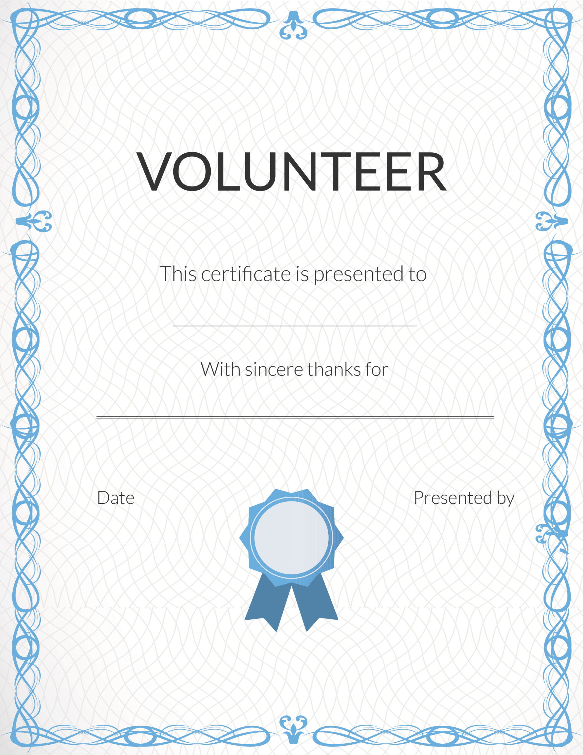 Classic Printable Volunteer Appreciation Certificates  SignUp