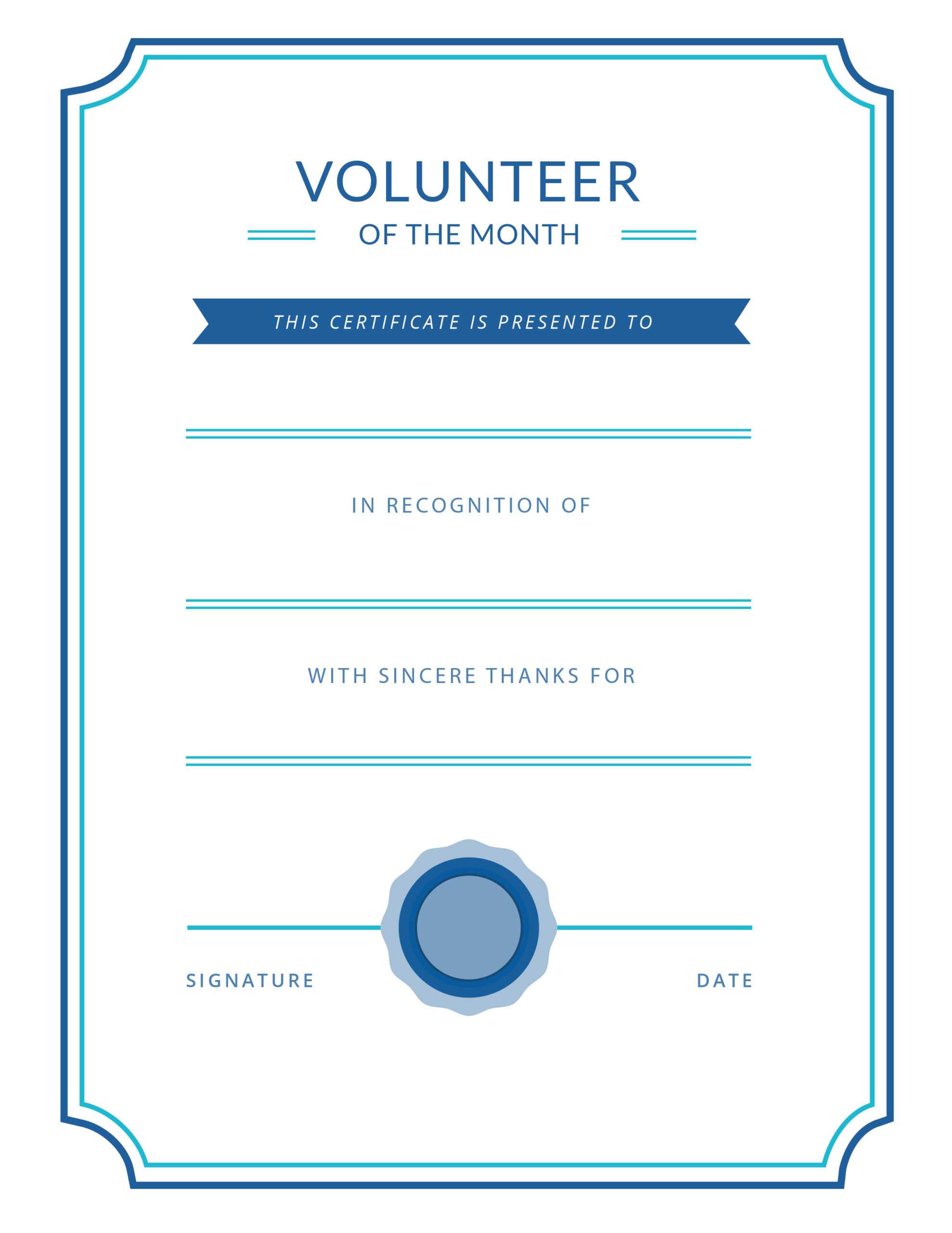 Classic Printable Volunteer Appreciation Certificates  SignUp.com